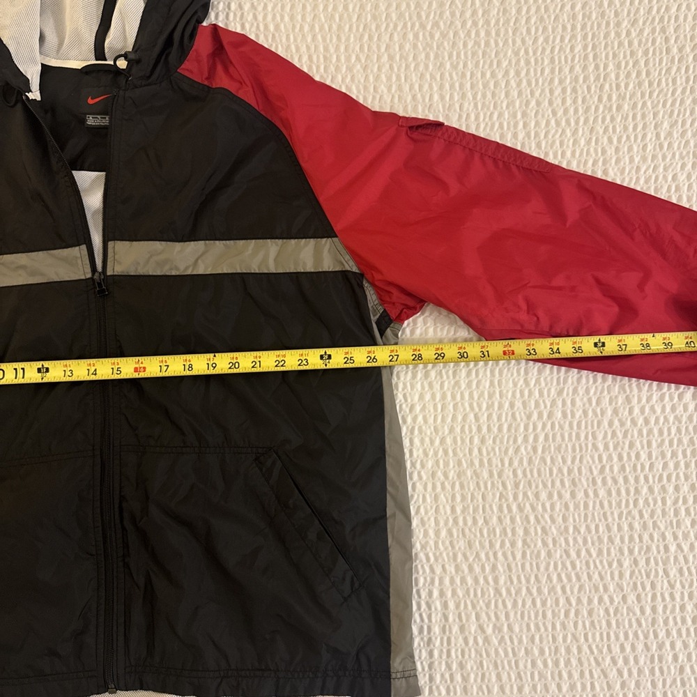 VTG Nike Nylon Windbreaker Jacket Men's XL Full Zip Red/Black/Gray - Picture 5 of 10